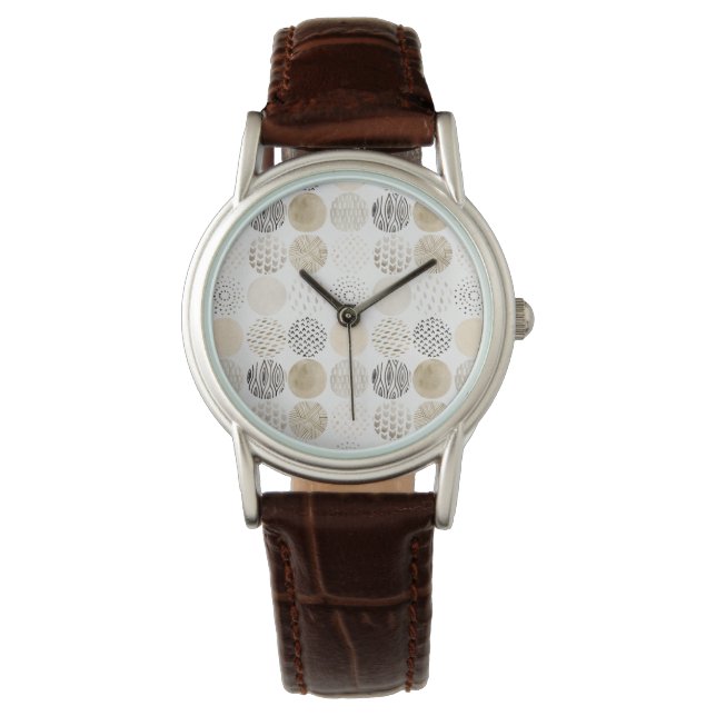 Reloj De Pulsera Patrón de círculo neutro abstracto (Anverso)