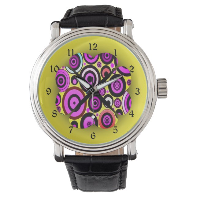 Reloj De Pulsera Patrón de Círculos Retro Moderno (Anverso)
