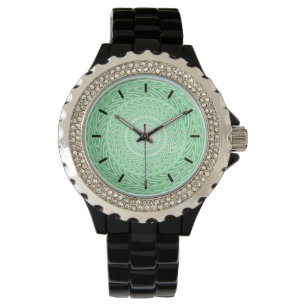 Reloj De Pulsera Patrón de círculos verdes de primavera