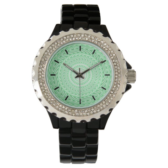 Reloj De Pulsera Patrón de círculos verdes de primavera (Anverso)