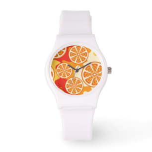 Reloj De Pulsera Patrón de cítricos Naranja retro