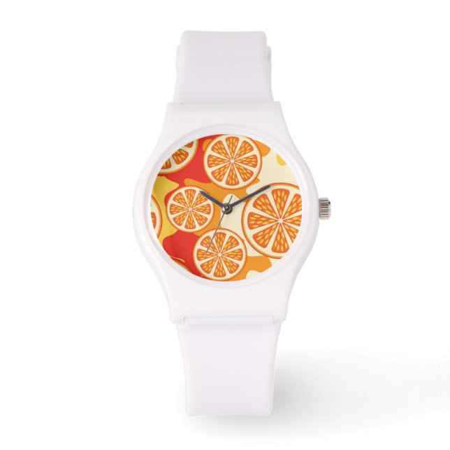 Reloj De Pulsera Patrón de cítricos Naranja retro (Anverso)