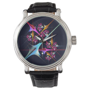 Reloj De Pulsera Patrón de color de arte de color rosa floral moder
