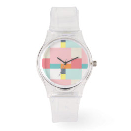 Reloj De Pulsera patrón de color feliz - rosa, turquesa, naranja,