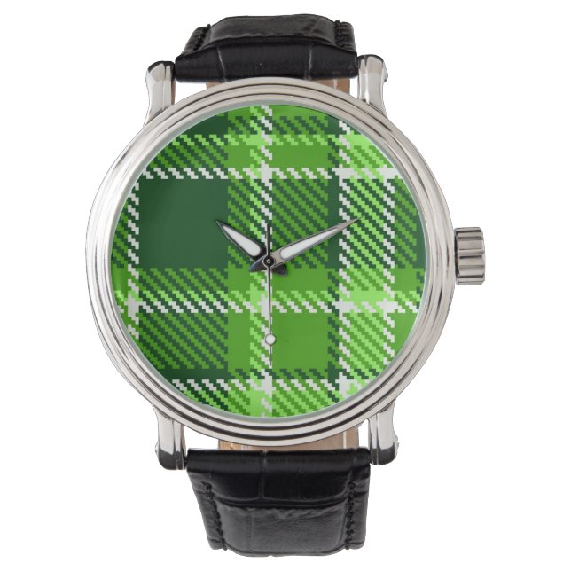 Reloj De Pulsera Patrón de color verde controlado (Anverso)