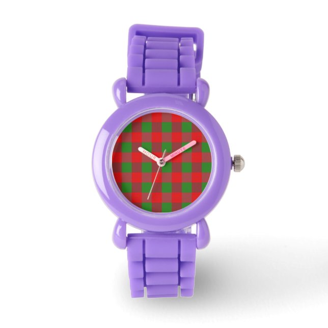 Reloj De Pulsera Patrón de comprobación de Navidades con manchas de (Anverso)