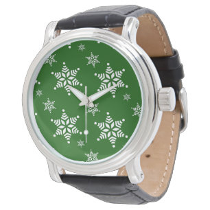 Reloj De Pulsera Patrón de copo de nieve, copos de nieve blancos, n