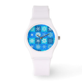 Reloj De Pulsera Patrón de copos de nieve azules