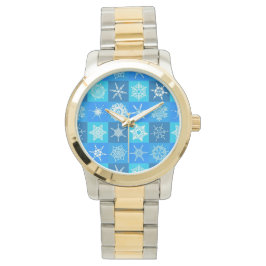 Reloj De Pulsera Patrón de copos de nieve azules