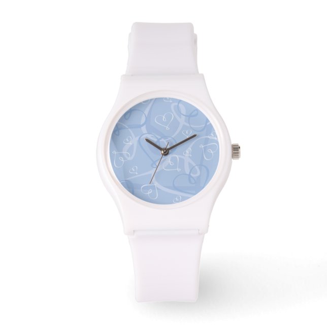 Reloj De Pulsera Patrón de corazón azul (Anverso)