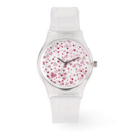 Reloj De Pulsera Patrón de Corazones Encantadores Rosa