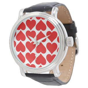 Reloj De Pulsera Patrón de Corazones Rojos, Romántico, Amor