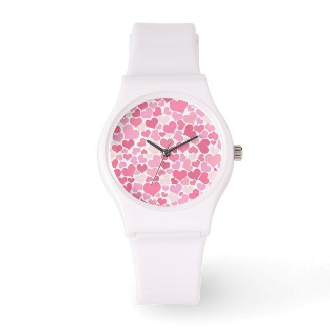 Reloj De Pulsera Patrón de corazones rosados - Observar (Anverso)