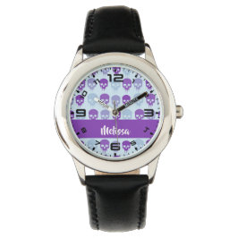 Reloj De Pulsera Patrón de cráneo morado y azul