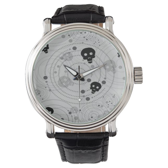 Reloj De Pulsera Patrón de cráneo negro cósmico (Anverso)