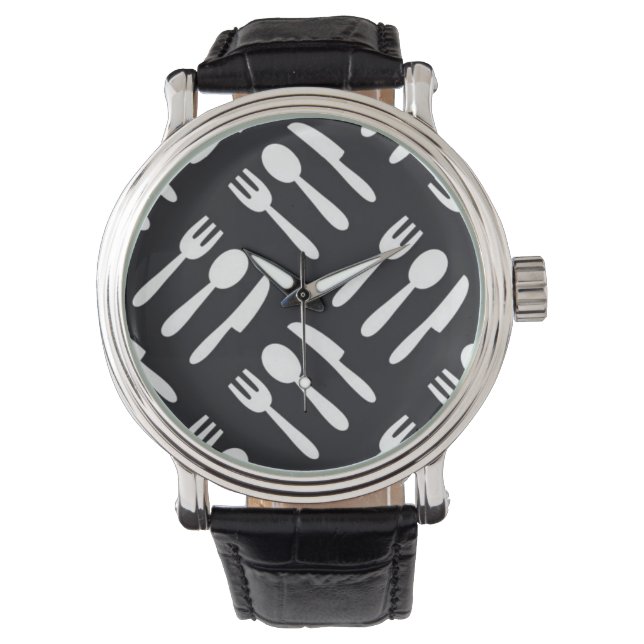 Reloj De Pulsera Patrón de cuchillo de cuchara de horquilla (Anverso)