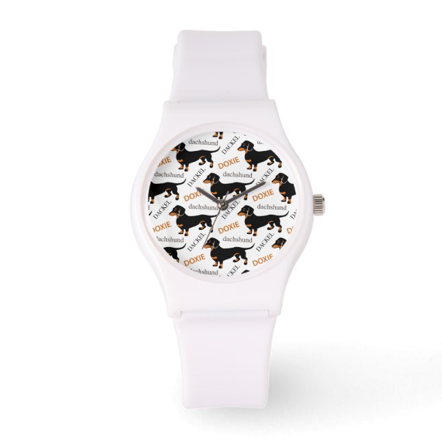Reloj De Pulsera Patrón de Dachshund o Doxie (Anverso)