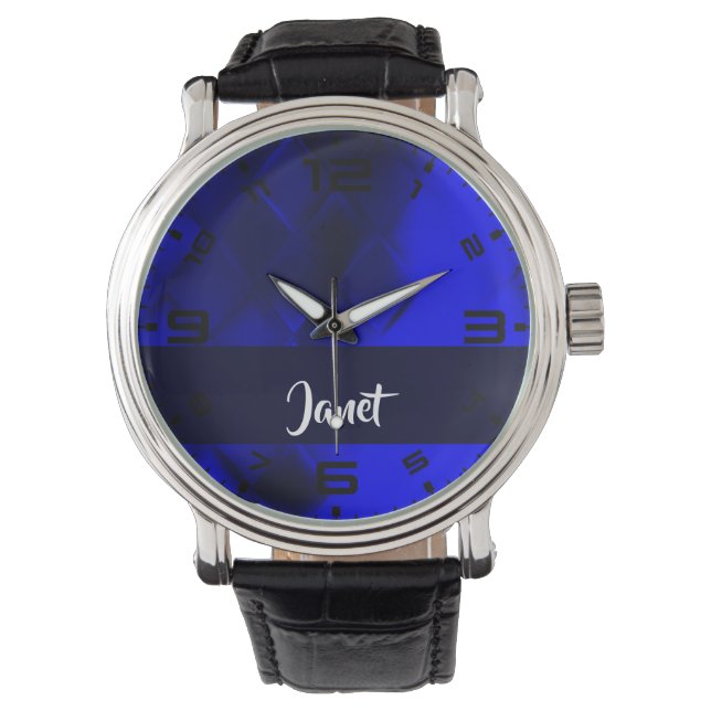 Reloj De Pulsera Patrón de diamante de gradiente azul (Anverso)
