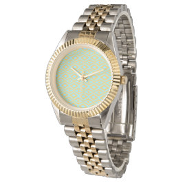 Reloj De Pulsera Patrón de diamantes elegante oro azul