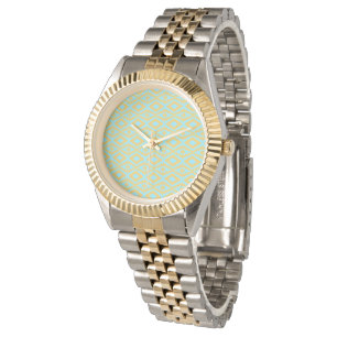 Reloj De Pulsera Patrón de diamantes elegante oro azul