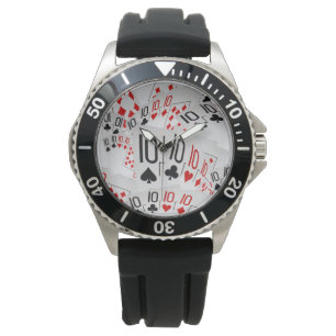Reloj De Pulsera Patrón de diez cuádruples tarjetas de póker,