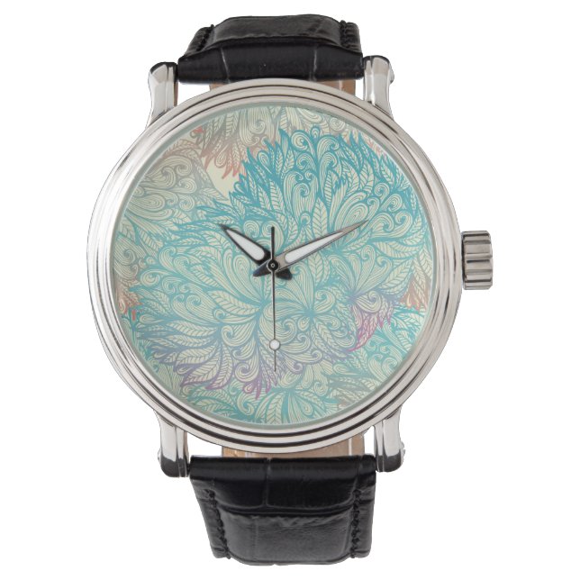 Reloj De Pulsera Patrón de Doodle Floral Multicolor (Anverso)