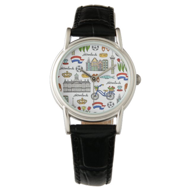 Reloj De Pulsera Patrón de Doodle Holandés (Anverso)