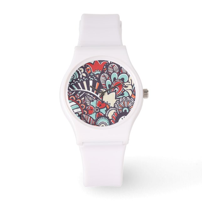 Reloj De Pulsera Patrón de Doodle Paisley Floral (Anverso)