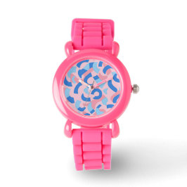 Reloj De Pulsera Patrón de Doodle rosa y azul