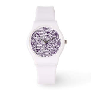 Reloj De Pulsera Patrón de encaje con mariposas