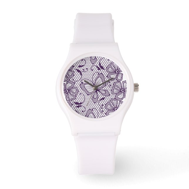 Reloj De Pulsera Patrón de encaje con mariposas (Anverso)