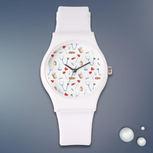 Reloj De Pulsera Patrón de equipo médico de Médica clínico y enferm