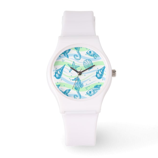 Reloj De Pulsera Patrón de esbozo marino (Anverso)