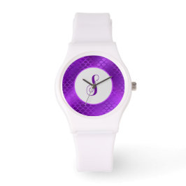 Reloj De Pulsera patrón de escalas de sirena púrpura inicial person