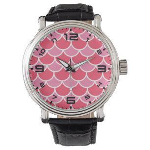 Reloj De Pulsera Patrón de escalas rosadas de peces-28543