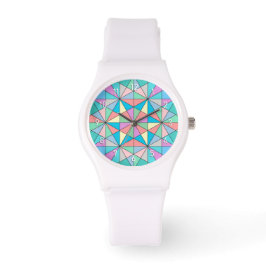 Reloj De Pulsera Patrón de estrella de triángulo de mosaico pastel 