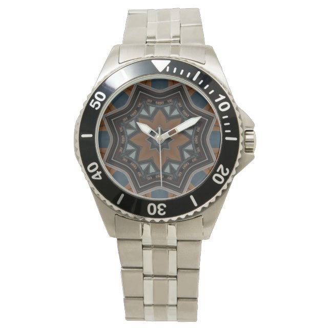 Reloj De Pulsera Patrón de estrella marrón caleidoscopio... (Anverso)