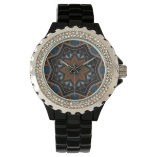 Reloj De Pulsera Patrón de estrella marrón Kaleidoscope...