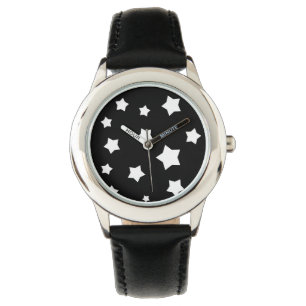 Reloj De Pulsera Patrón de estrellas negras y blancas