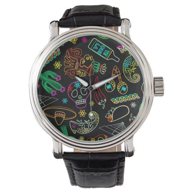 Reloj De Pulsera Patrón de Fiesta de México (Anverso)