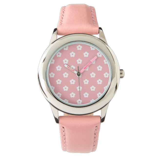 Reloj De Pulsera Patrón de flor blanco (Anverso)