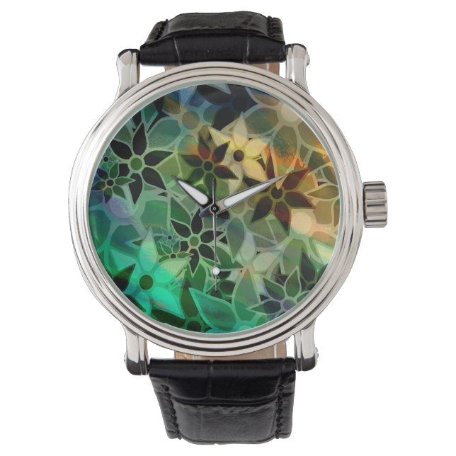 Reloj De Pulsera Patrón de flor de arte abstracto (Anverso)