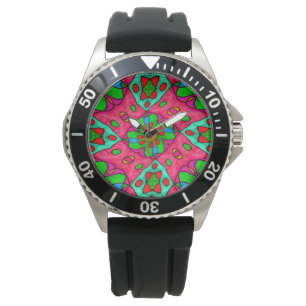Reloj De Pulsera Patrón de flores abstractas únicas