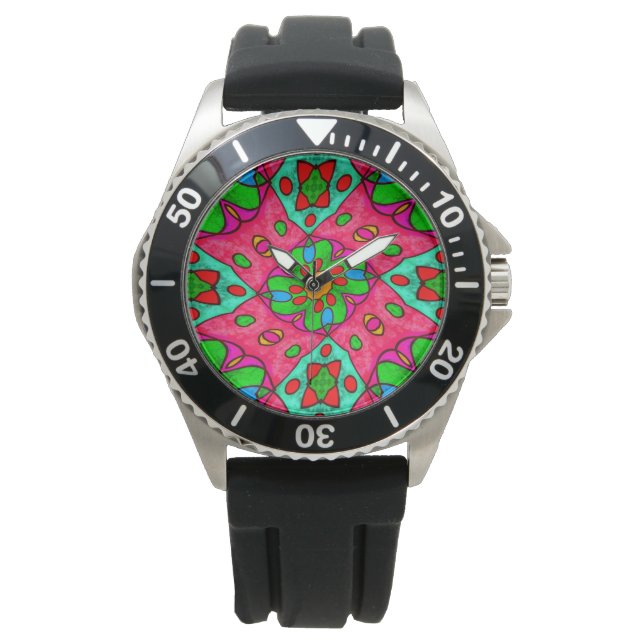 Reloj De Pulsera Patrón de flores abstractas únicas (Anverso)