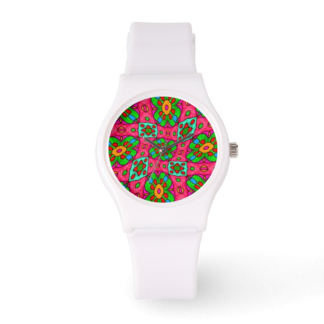 Reloj De Pulsera Patrón de flores abstractas únicas (Anverso)