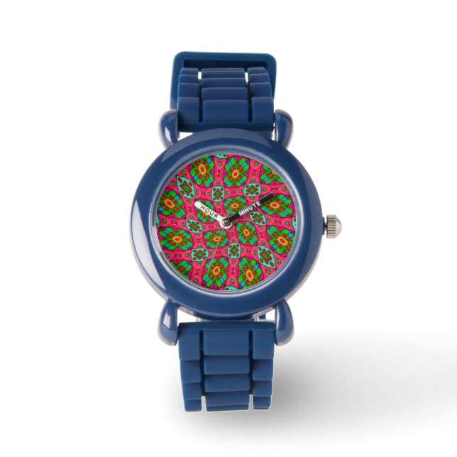 Reloj De Pulsera Patrón de flores abstractas únicas (Anverso)
