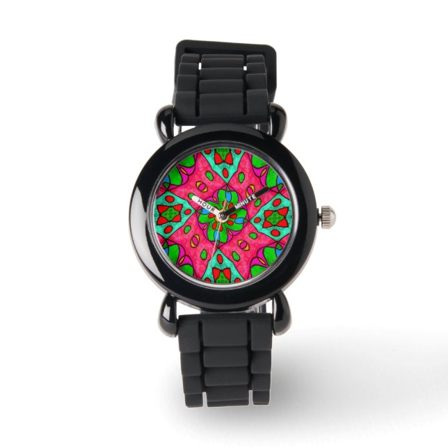 Reloj De Pulsera Patrón de flores abstractas únicas (Anverso)