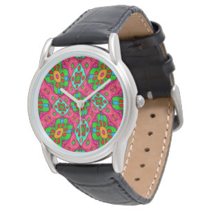 Reloj De Pulsera Patrón de flores abstractas únicas
