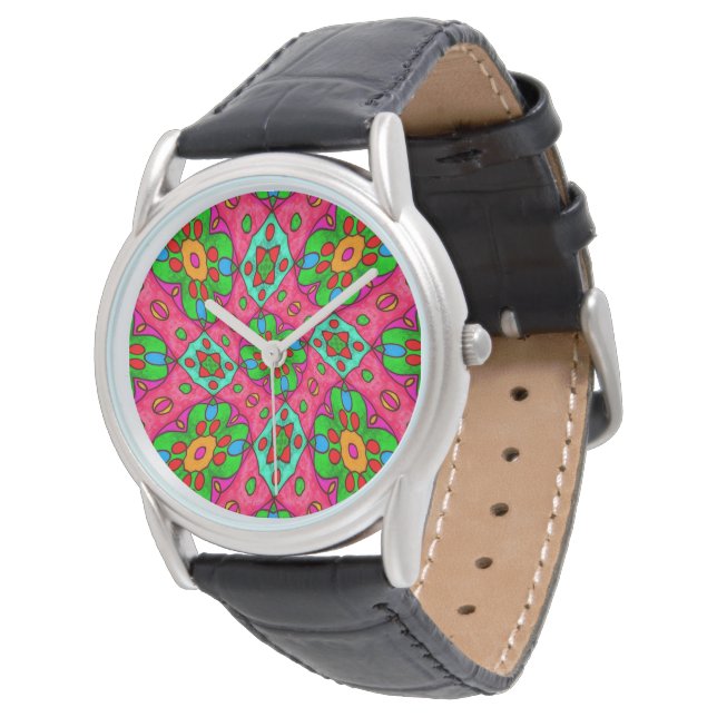 Reloj De Pulsera Patrón de flores abstractas únicas (Angular)