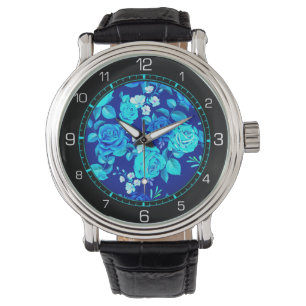 Reloj De Pulsera Patrón de flores azules florales